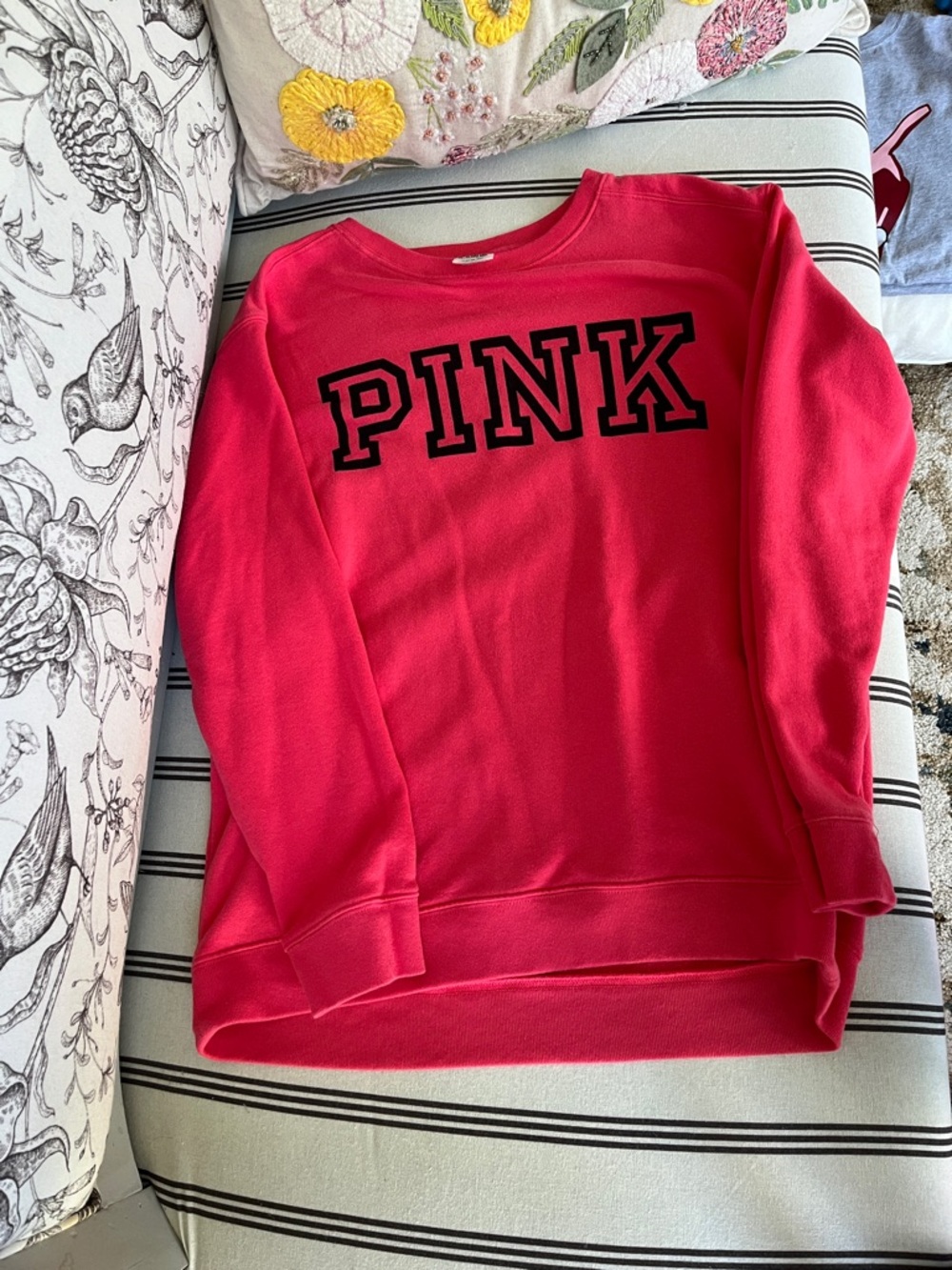 PINK Victoria's Secret Coral colored Logo Crewneck
